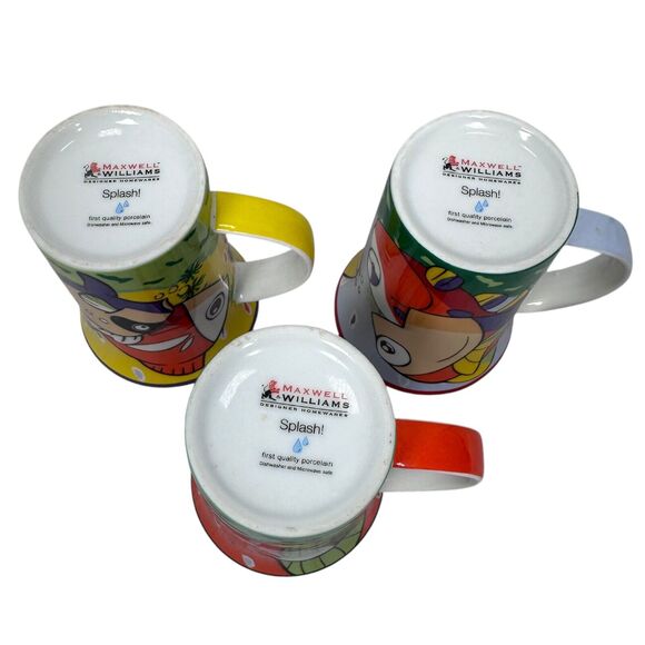 Maxwell & Williams Splash Fish Design Coffee Mug 4.2" Quality Porcelain Set of 3 - Picture 9 of 11